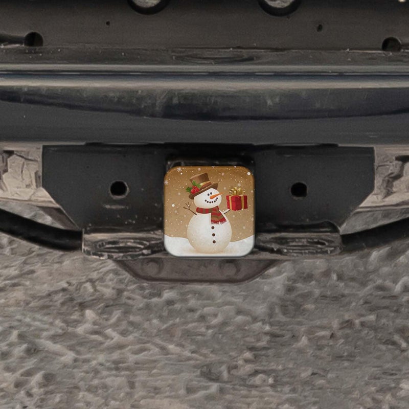 Swono Hitch Cover Snowman, Cute Christmas Snowman Gifts Box Winter Rubber 2 Inch Tow Rear Receivers Plug Covers Trailer Hitch Covers for for Pickup Trucks Cars Suvs, Gold - Image 5